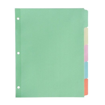 SCHOOL SMART Paper Plastic Erasable Index 5-Tab, 11 x 8-1/2 Inches, Assorted Color, Set of 1 081942